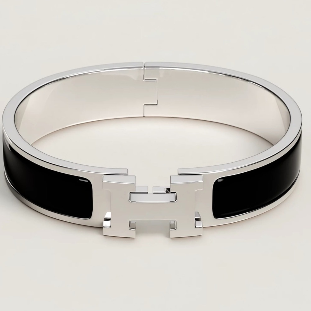 Black Silver Hermes Bracelet clasp